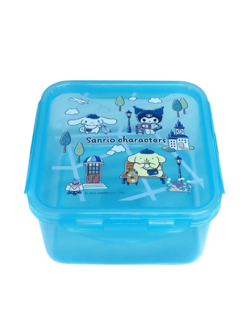 Sanrio Cinna Pompom and KuromiTravel Theme Blue Food Storage Container